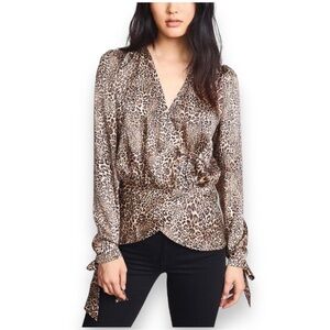 Ronny Kobo Crosella Leopard Wrap Top